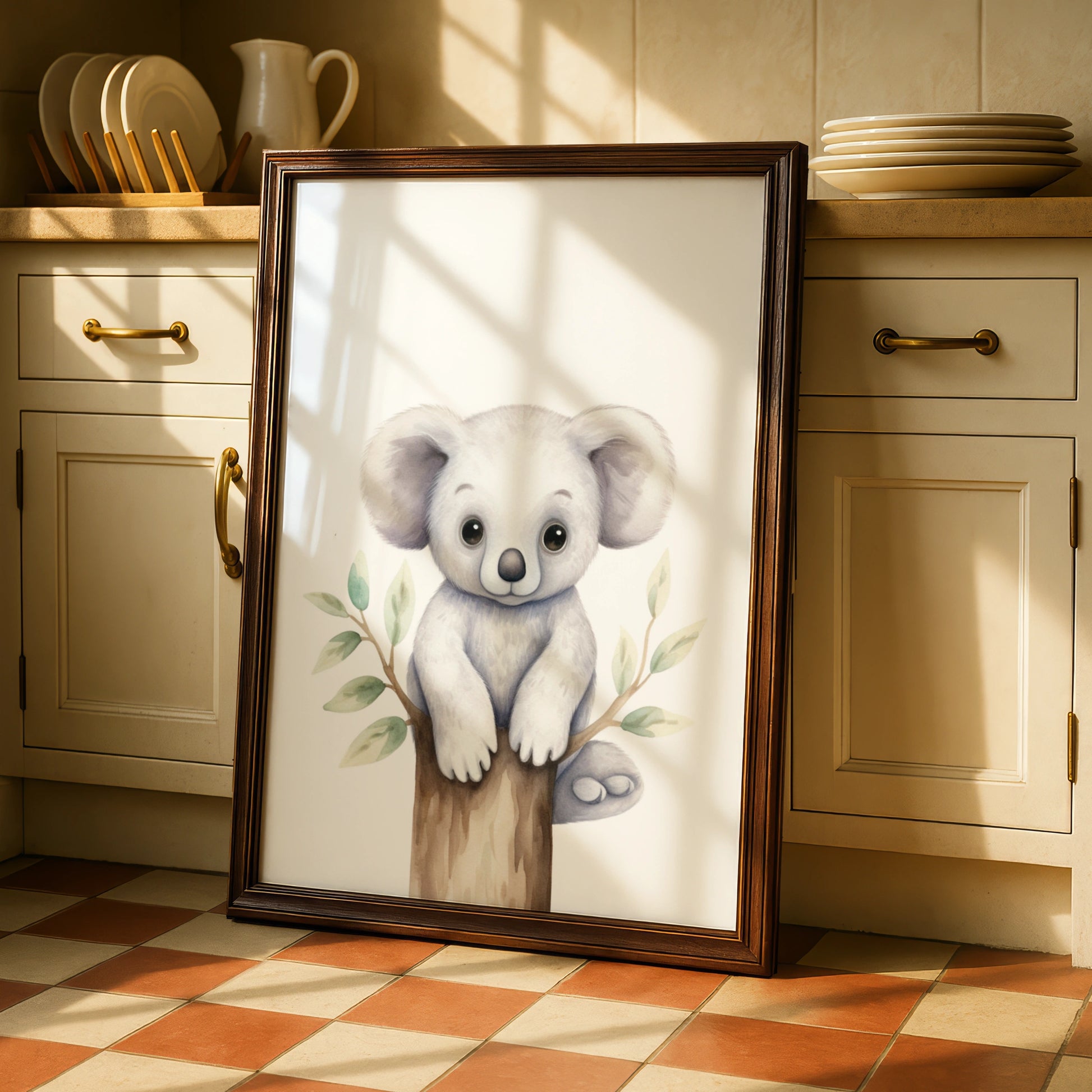 Koala Nursery Wall Art, Cute Baby Koala Poster, Watercolour Animal Print for Kids Room