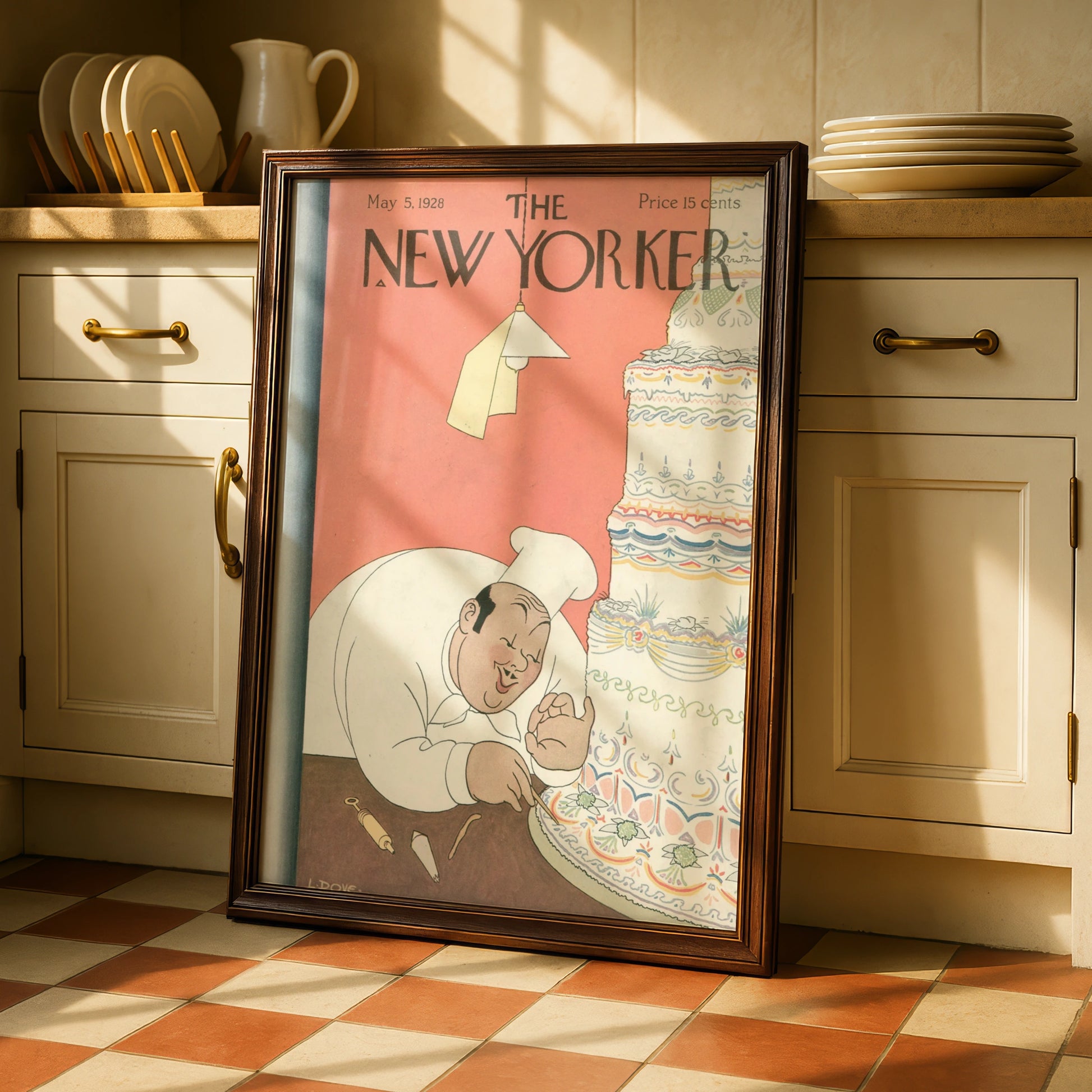 The New Yorker May 1928 Poster, Vintage Chef Wedding Cake Cover Wall Art Print