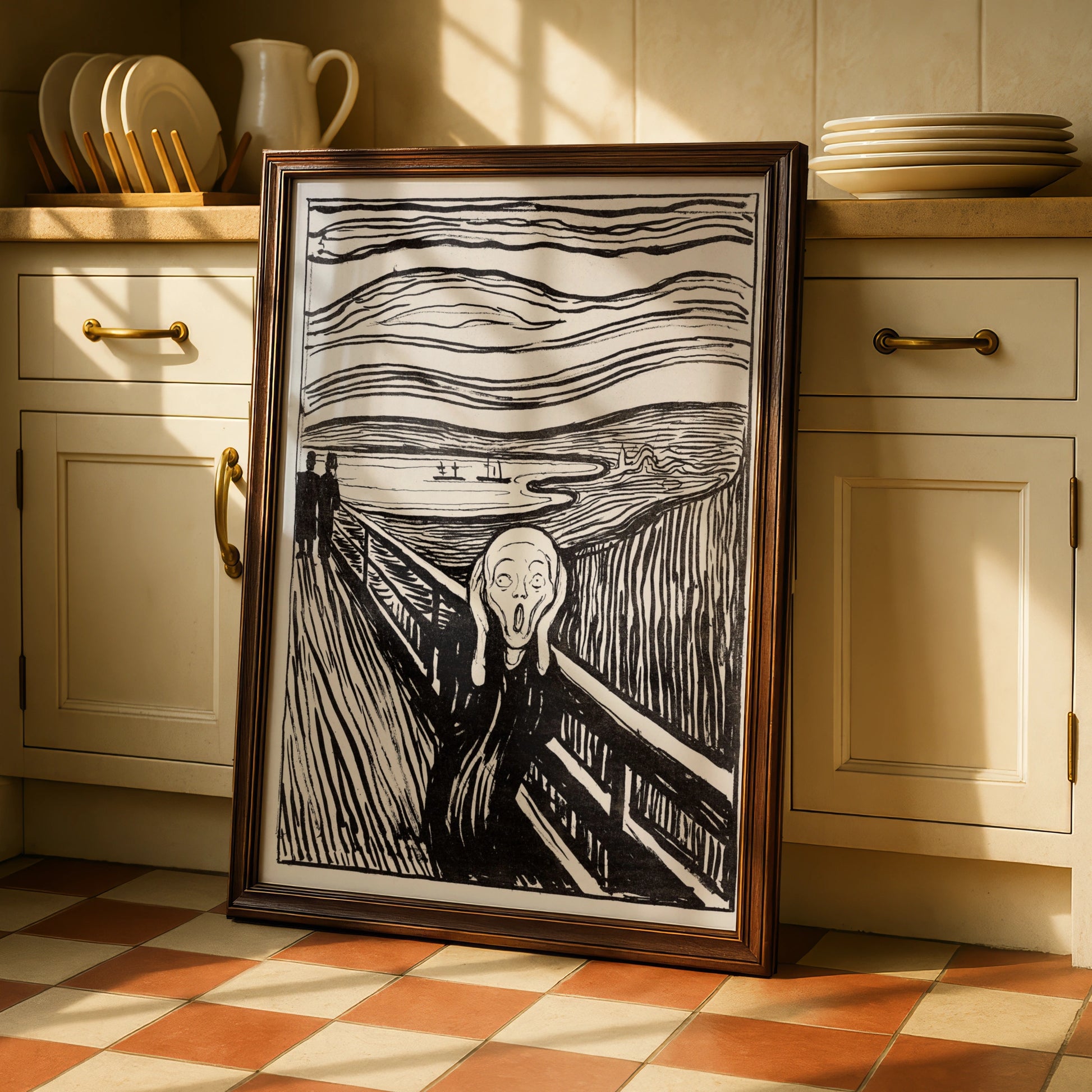 The Scream Halloween Art Print, Edvard Munch Poster, Black White Gothic Wall Art