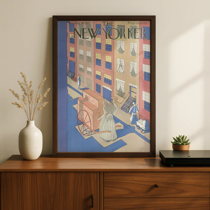 New Yorker Cover July 1927 Vintage Art Poster, NYC Street Scene Art Deco Print