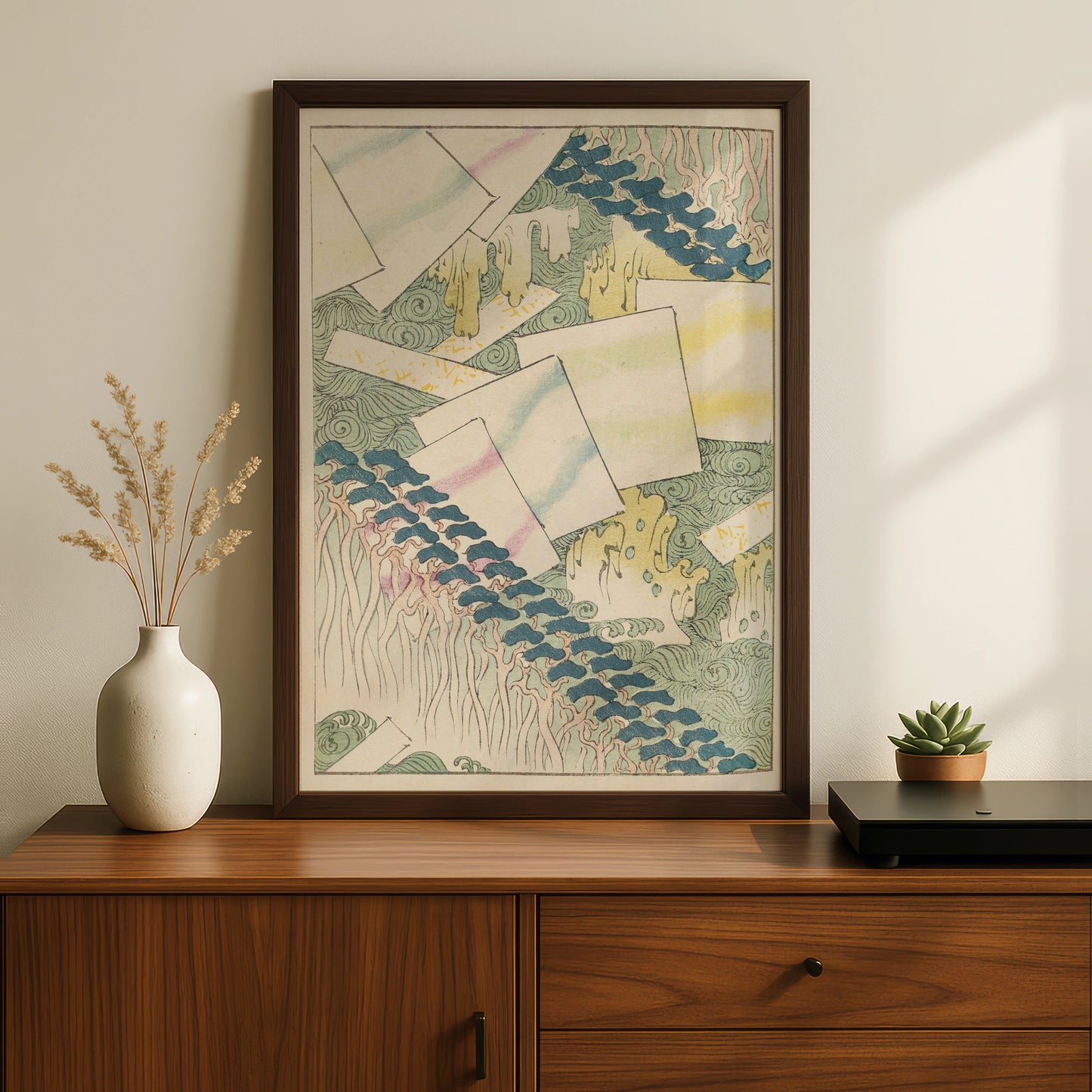 Vintage Japanese Woodblock Art Print, Bijutsukai 1901, Japandi Wall Art Poster – A5 Black frame