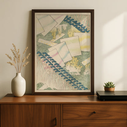 Vintage Japanese Woodblock Art Print, Bijutsukai 1901, Japandi Wall Art Poster – A5 Black frame