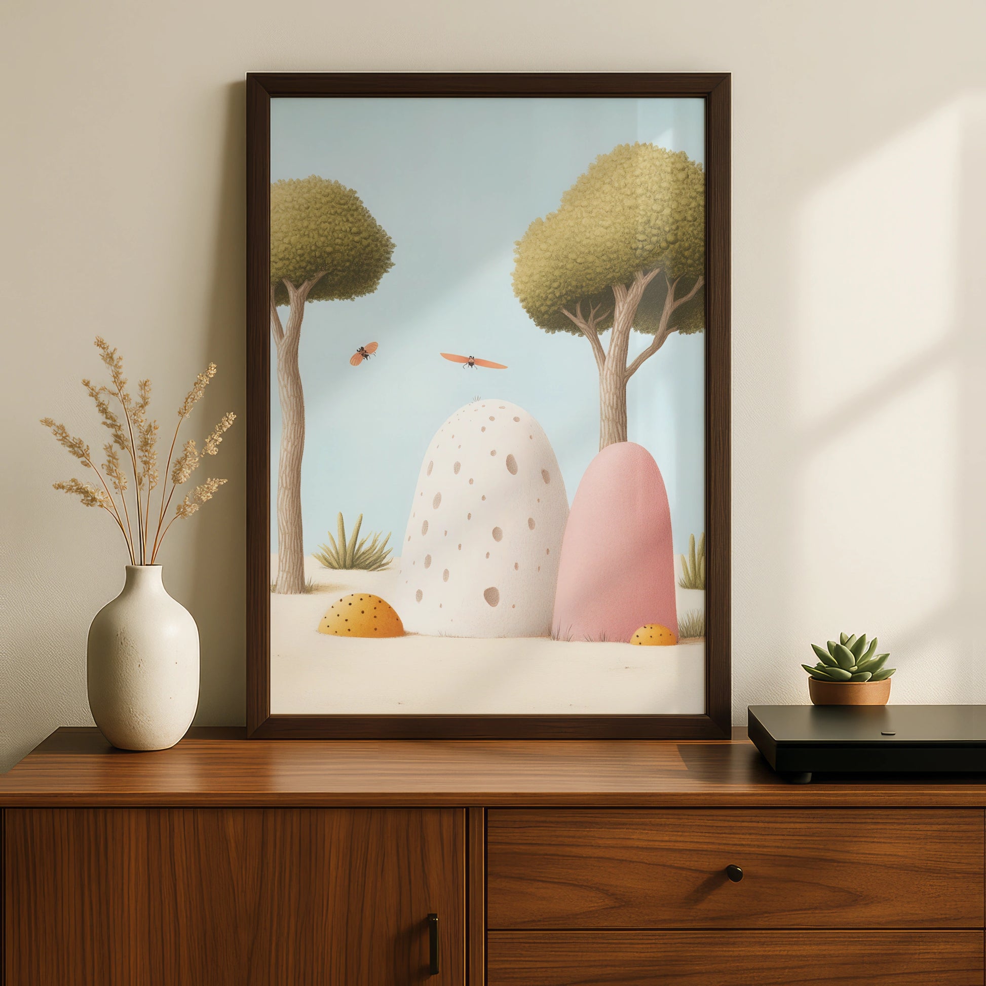 Nursery Wall Art Whimsical Bug Print, Pastel Children's Poster, Kids Room Decor