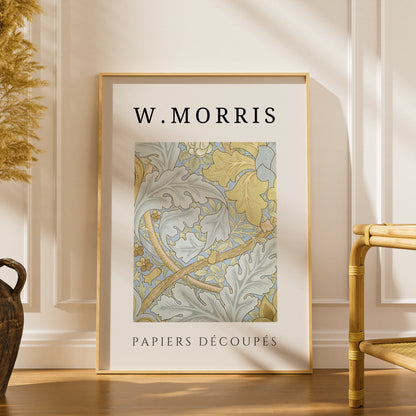 William Morris Botanical Wall Art Print | Blue Gold Floral Leaf Poster, Living Room Decor – product image 1