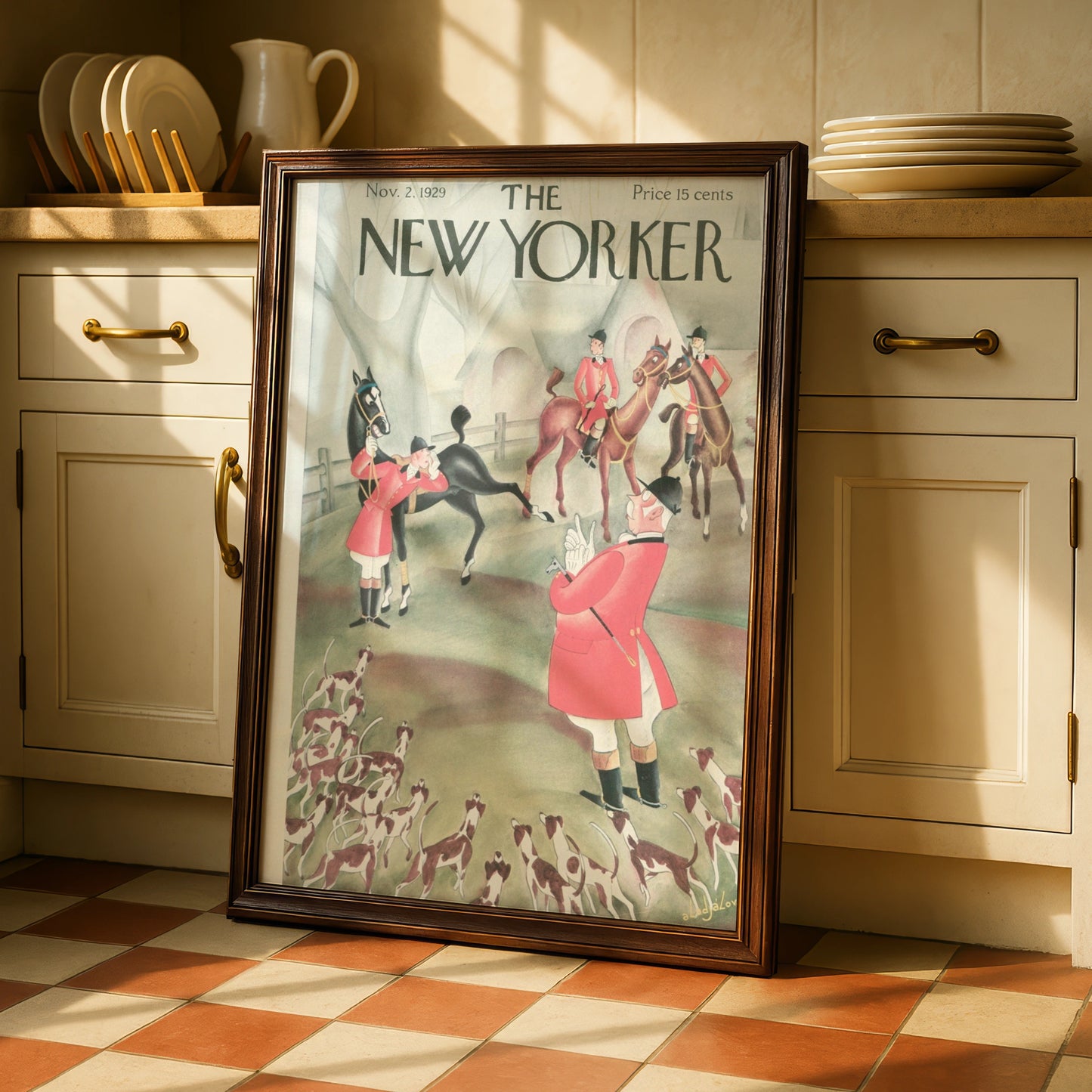 The New Yorker 1929 Fox Hunt Cover Poster, Vintage Equestrian Wall Art Print
