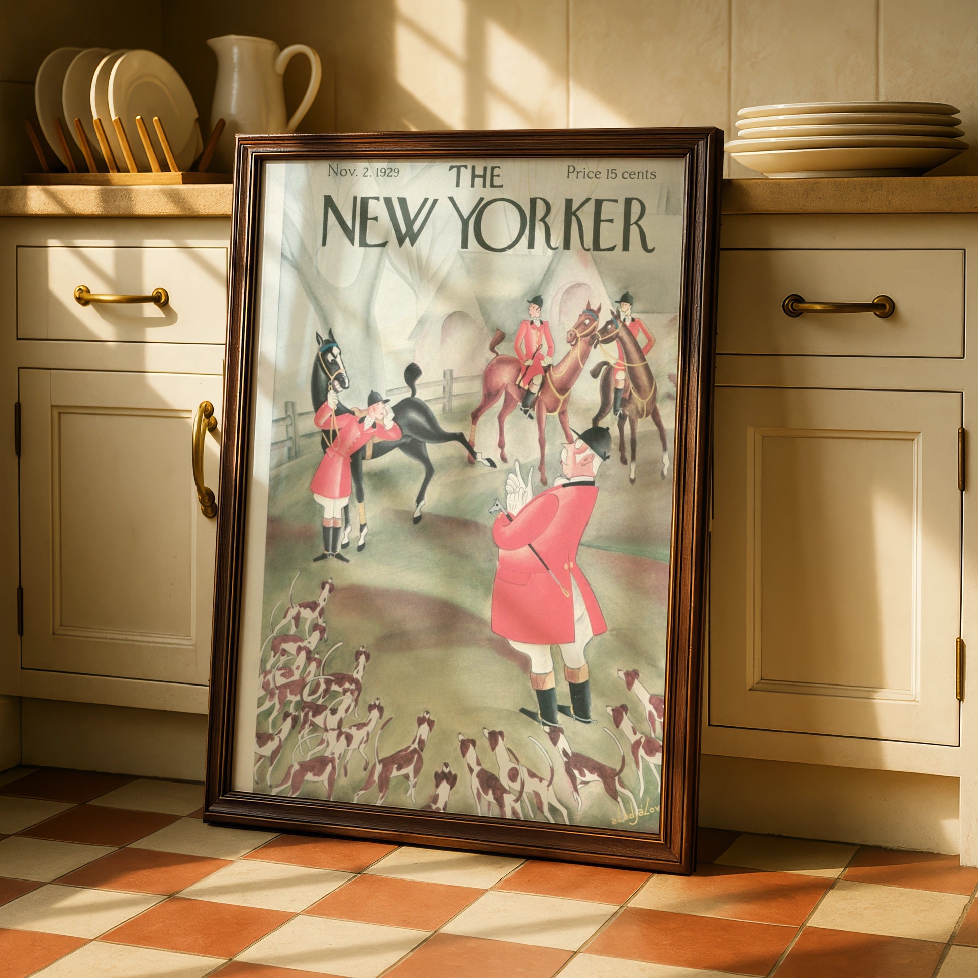 The New Yorker 1929 Fox Hunt Cover Poster, Vintage Equestrian Wall Art Print