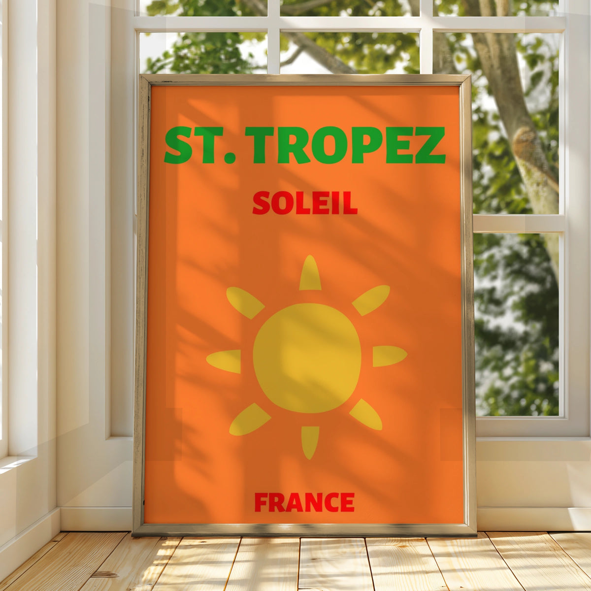St Tropez Travel Poster, France Wall Art, Retro Sun Print, French Riviera Decor