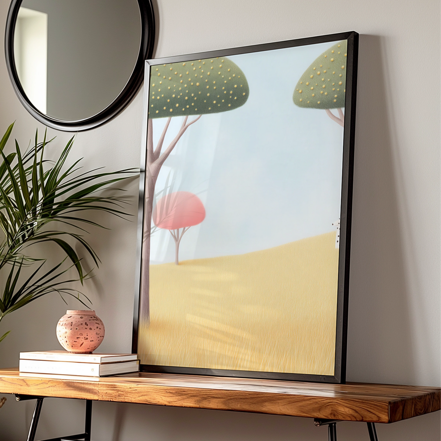 Nursery Wall Art Whimsical Forest Print, Pastel Trees Poster, Kids Room Decor Gift