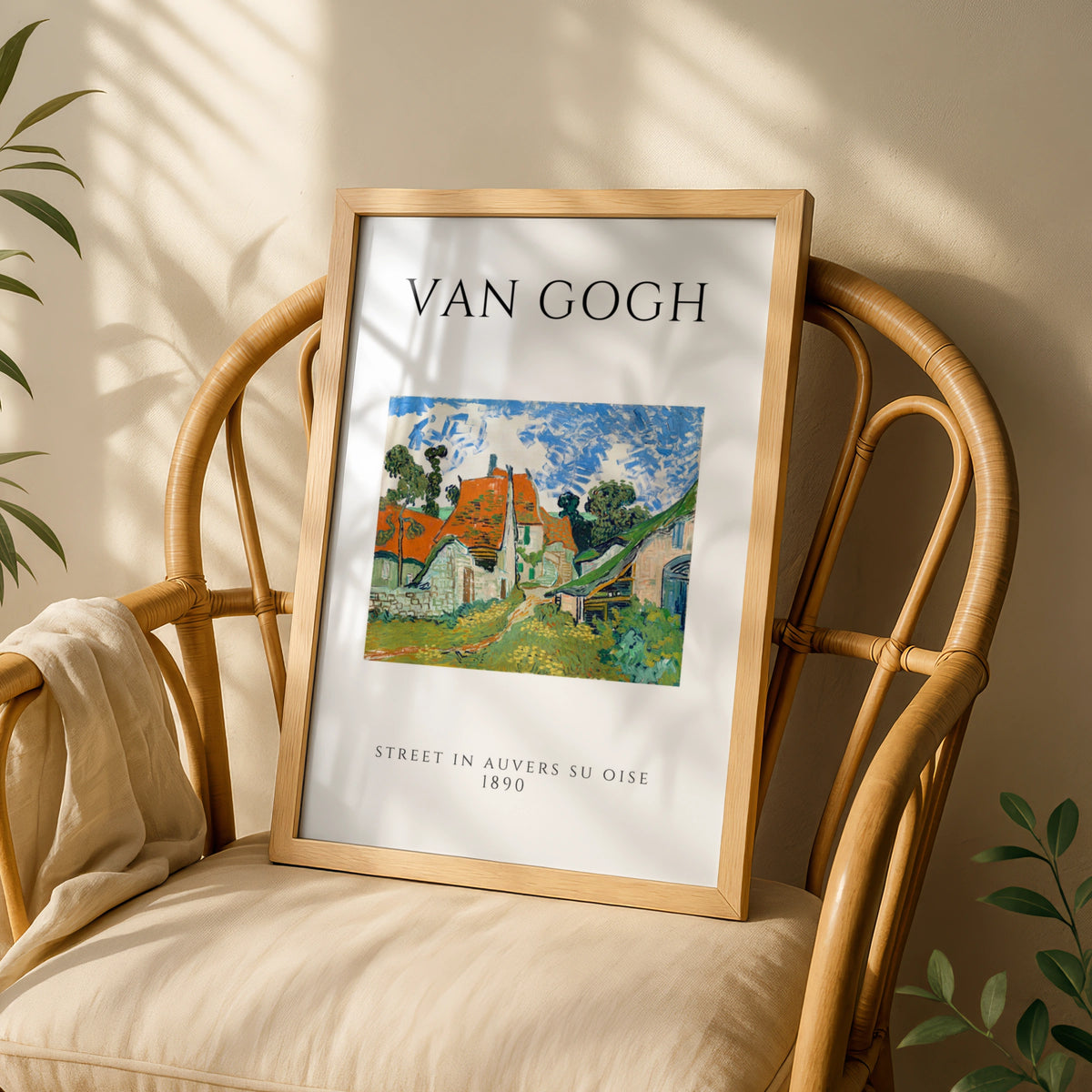 Van Gogh Street in Auvers Wall Art Print | Post-Impressionist Village Poster – A5 White frame