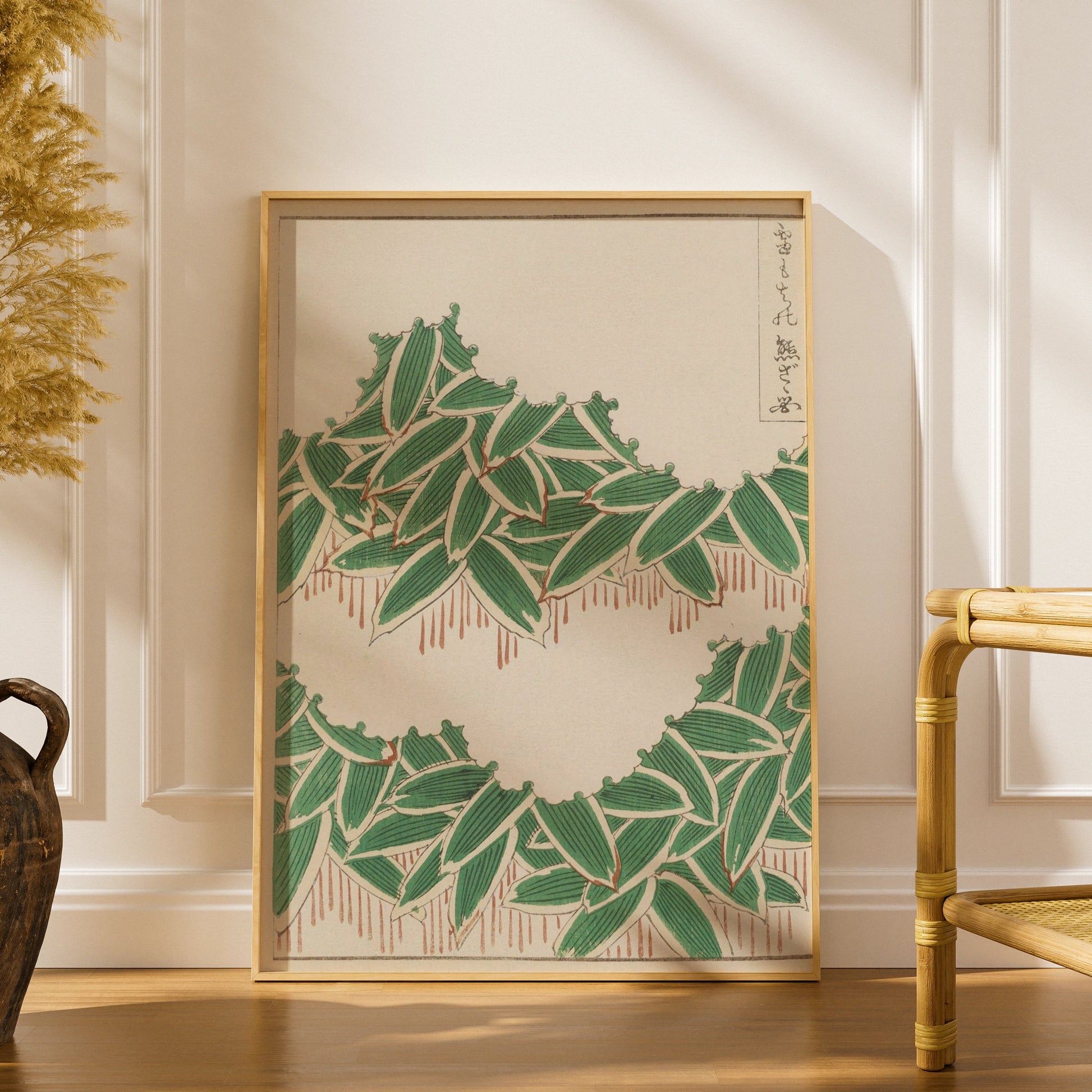 Japanese Botanical Print, Vintage Woodblock Leaf Wall Art, Bijutsukai 1901, Japandi Poster – A5 print