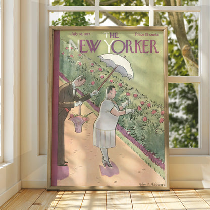 The New Yorker July 1927 Cover Poster, Vintage Garden Scene, Helen Hokinson Wall Art