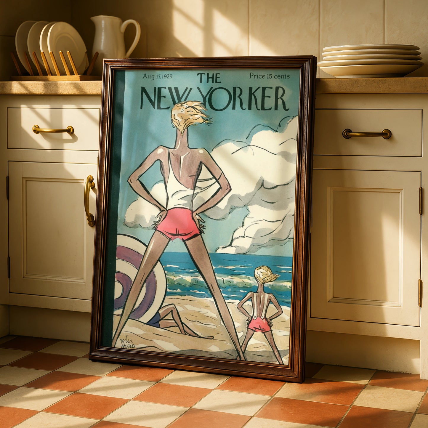 The New Yorker August 1929 Beach Cover Poster, Peter Arno Vintage Wall Art Print
