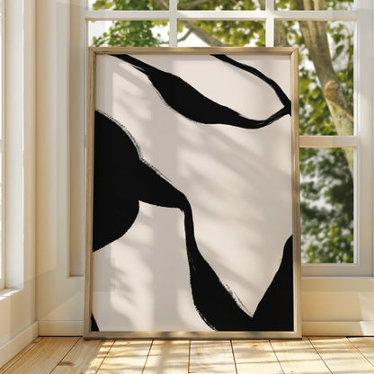 Abstract Brushstroke Monochrome Wall Art, Black and White Poster, Minimalist Print