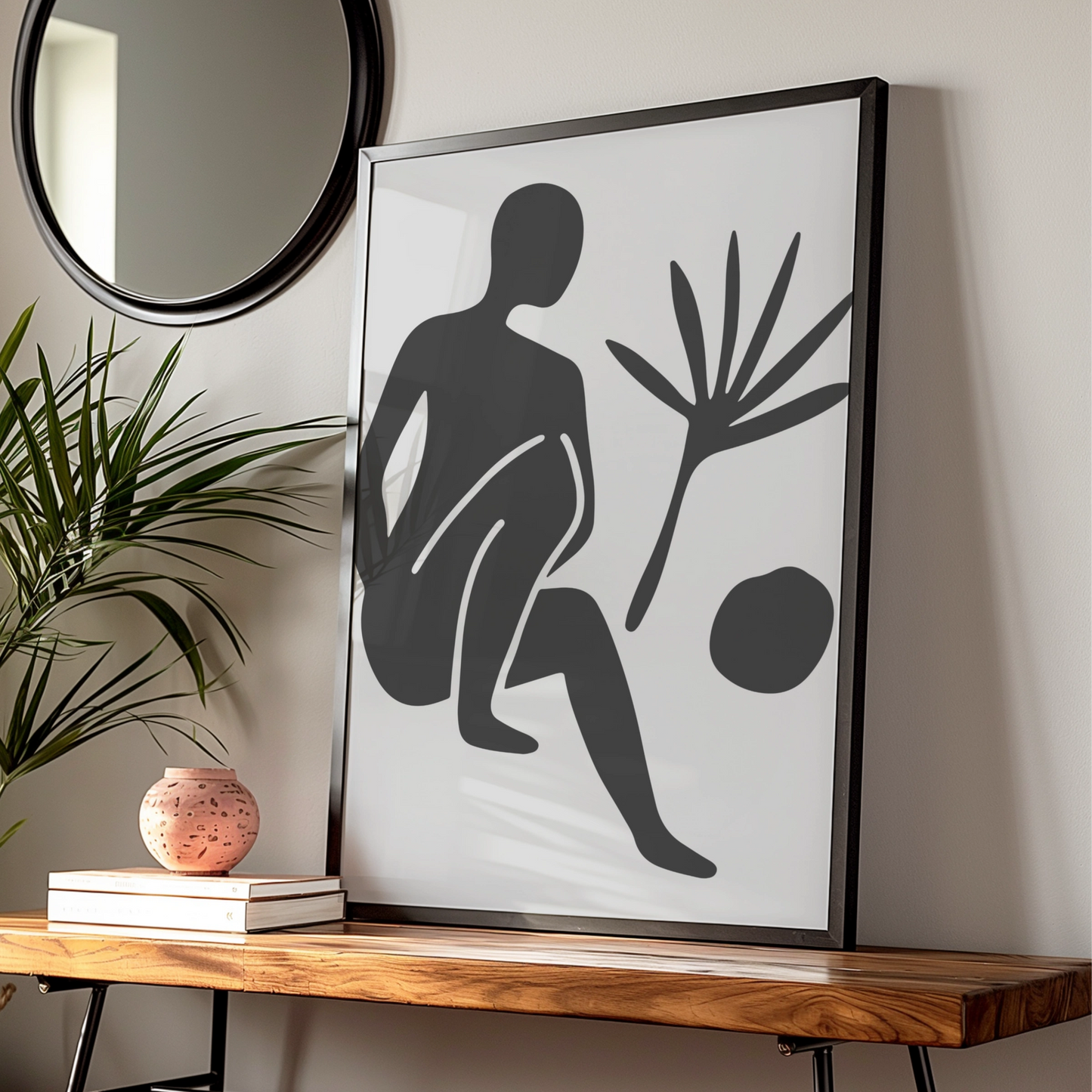 Henri Matisse Black Figure Poster, Abstract Body Art Print, Minimalist Grey Wall Art