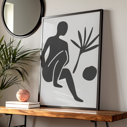 Henri Matisse Black Figure Poster, Abstract Body Art Print, Minimalist Grey Wall Art