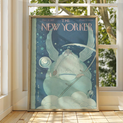 New Yorker Cover Dec 1927 Poster, Father Time New Year Art Print, Vintage Wall Art