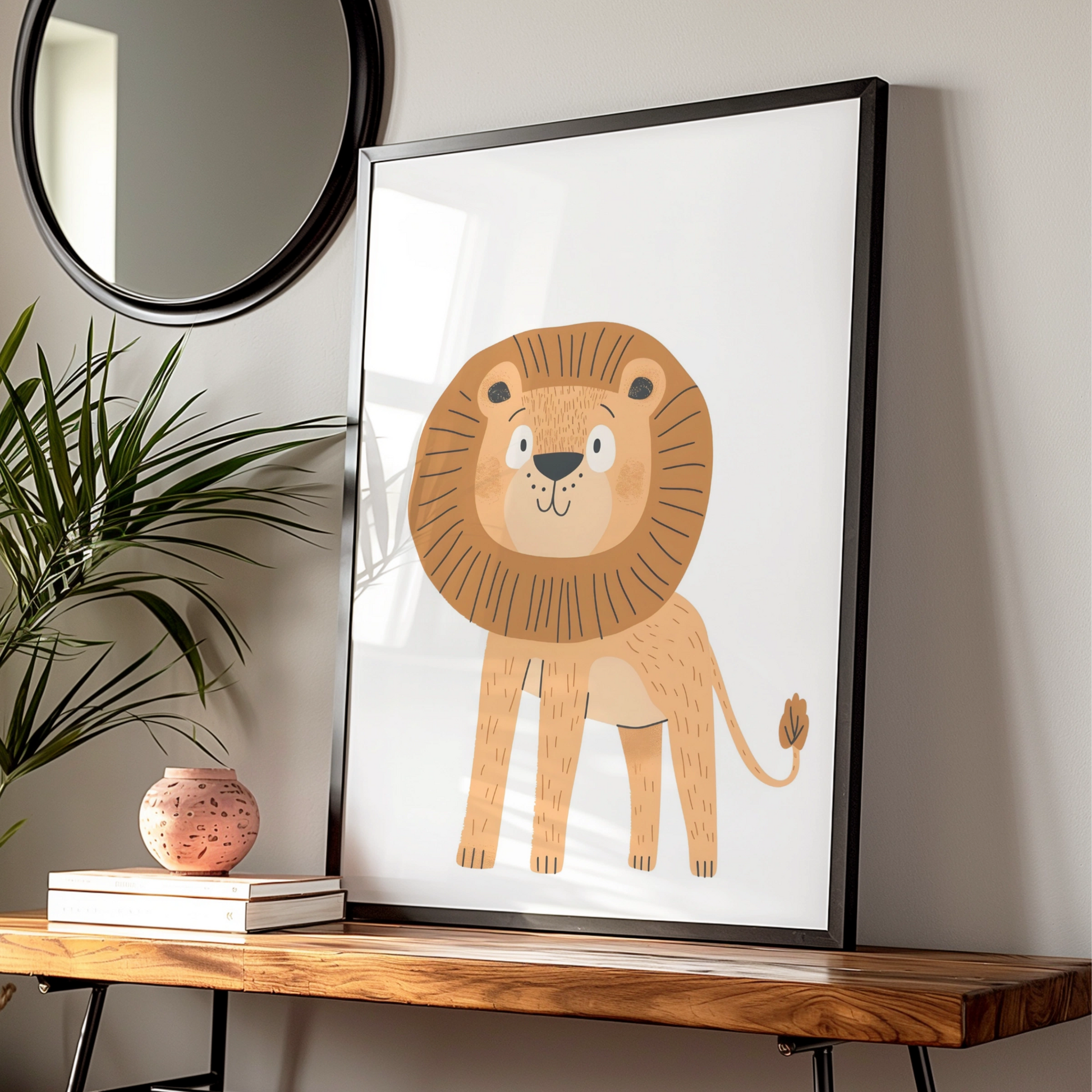 Lion Nursery Wall Art, Cute Safari Animal Poster, Kids Room Decor, Baby Gift Print