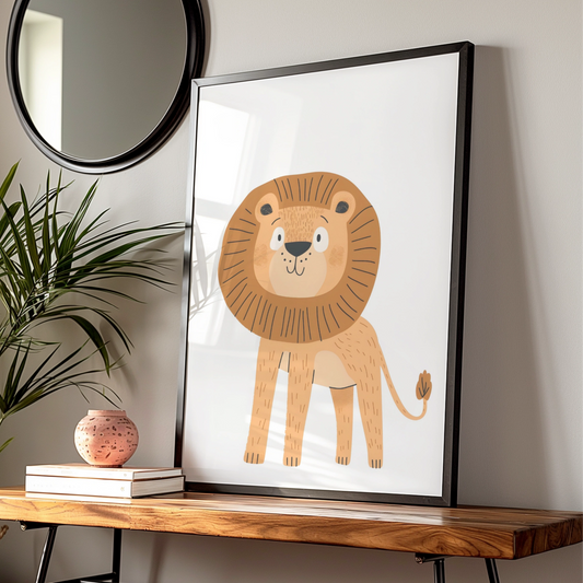 Lion Nursery Wall Art, Cute Safari Animal Poster, Kids Room Decor, Baby Gift Print