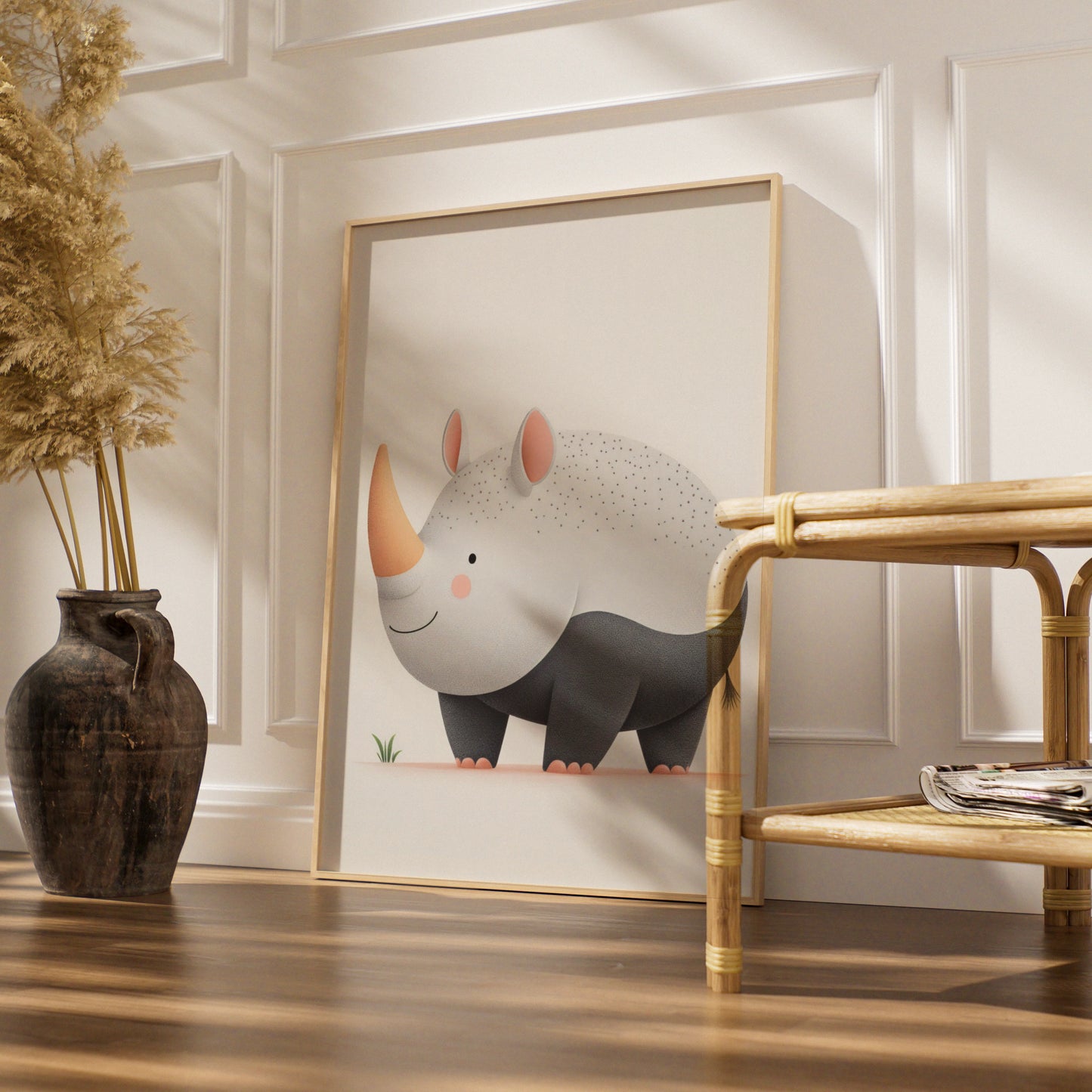 Cute Rhino Nursery Wall Art, Safari Animal Print, Kids Room Poster, Baby Shower Gift