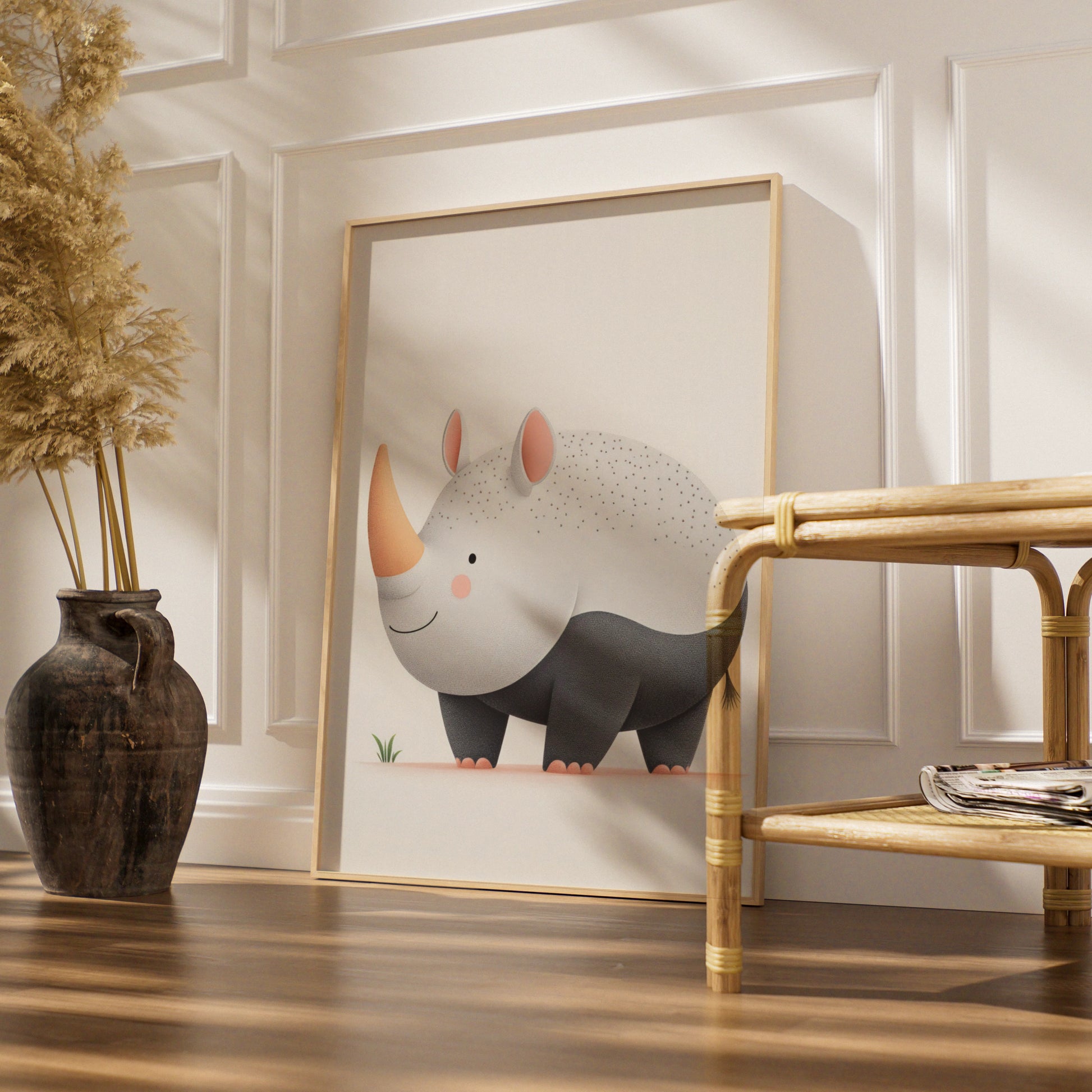 Cute Rhino Nursery Wall Art, Safari Animal Print, Kids Room Poster, Baby Shower Gift