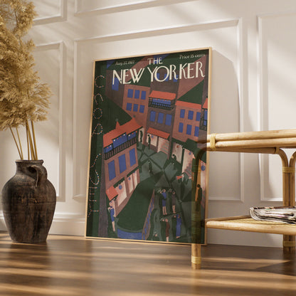 New Yorker 1927 Cover Poster, Art Deco NYC Street Scene, Vintage Magazine Wall Art