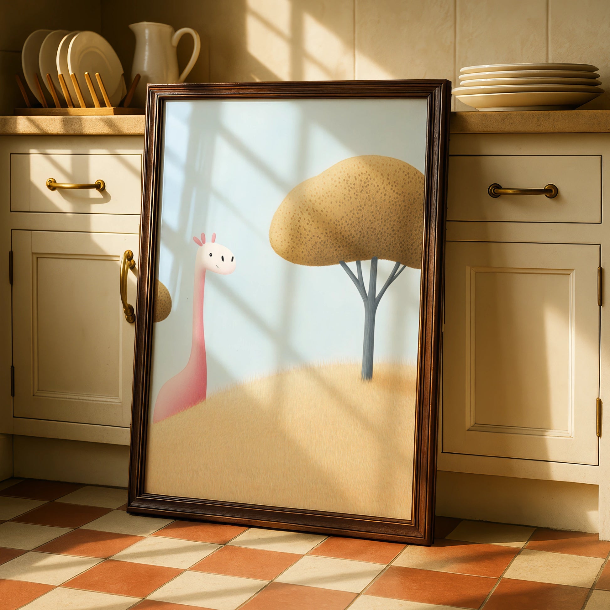 Pink Giraffe Nursery Wall Art, Cute Safari Animal Print, Baby Room Poster, Kids Decor