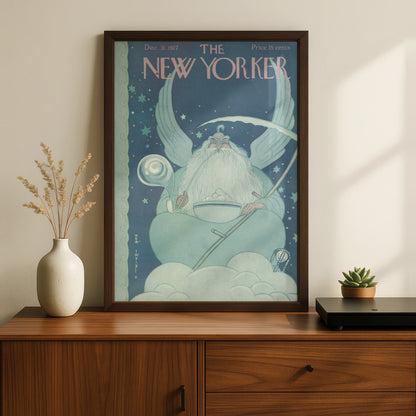 New Yorker Cover Dec 1927 Poster, Father Time New Year Art Print, Vintage Wall Art