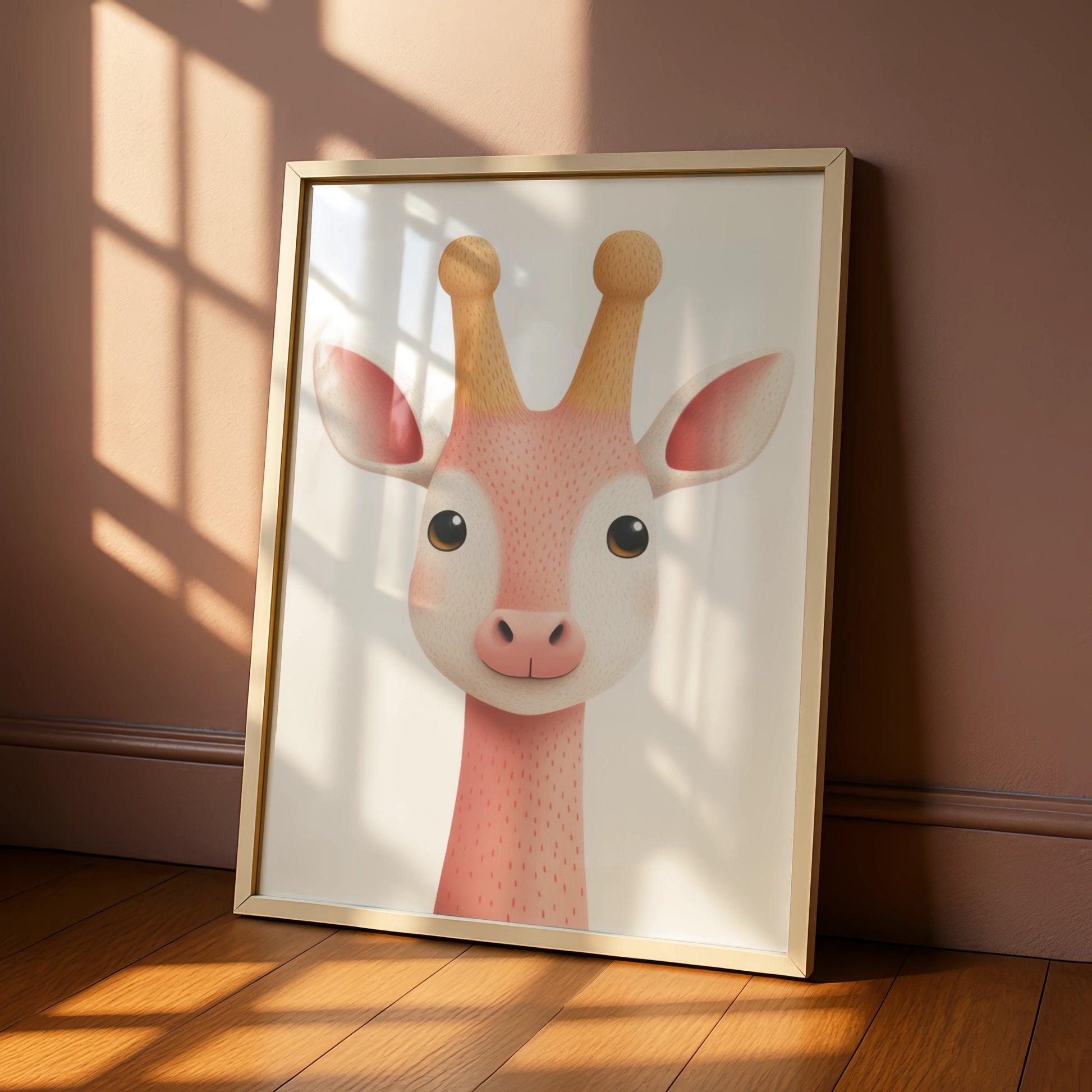 Cute Giraffe Nursery Wall Art, Pink Baby Animal Print, Kids Room Poster, Girl Nursery Decor
