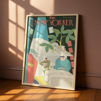 New Yorker Cover October 1927 Moving Day Poster, Vintage Art Deco Wall Art Print