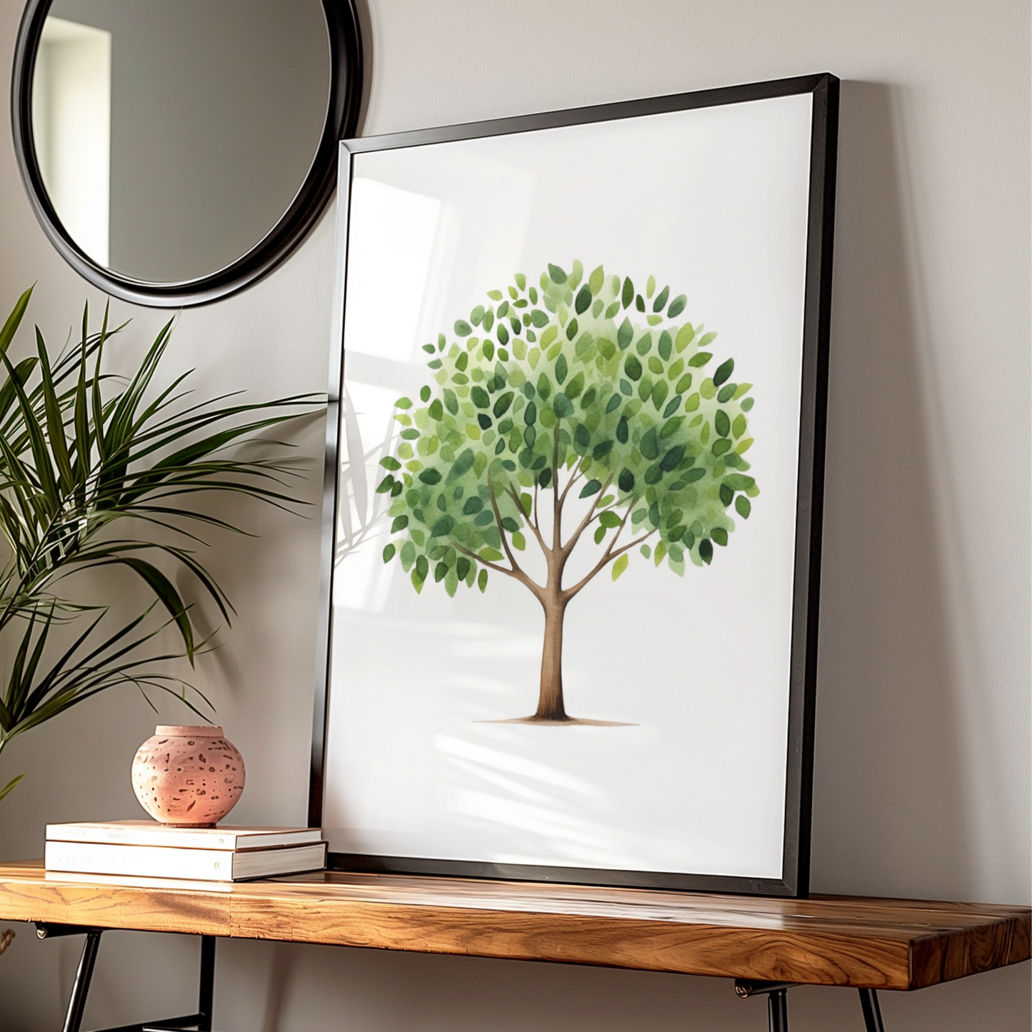 Watercolour Tree Nursery Wall Art, Green Nature Poster, Baby Room Decor Print
