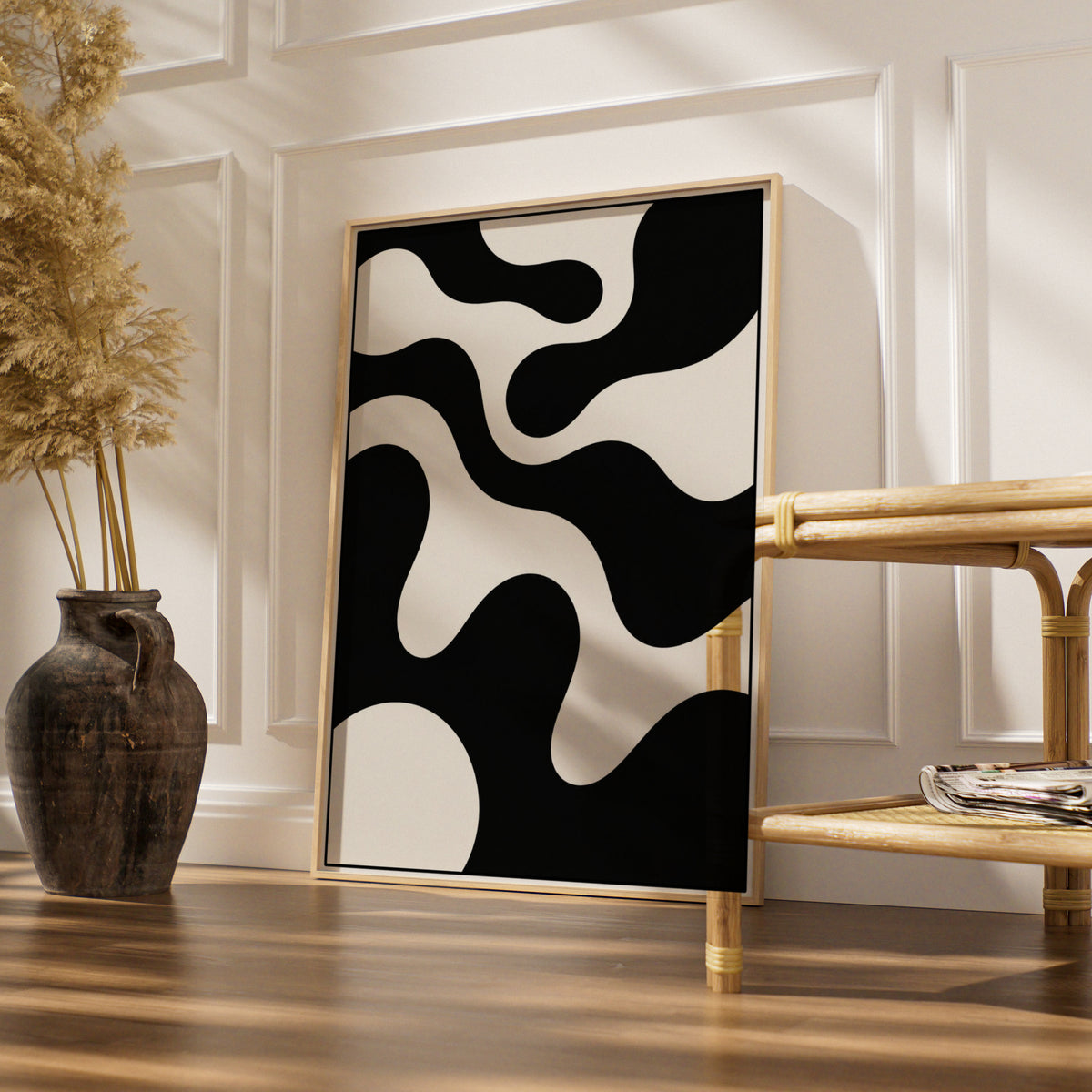 Abstract Fluid Shapes Print, Monochrome Wall Art, Black and White Poster, Modern Decor