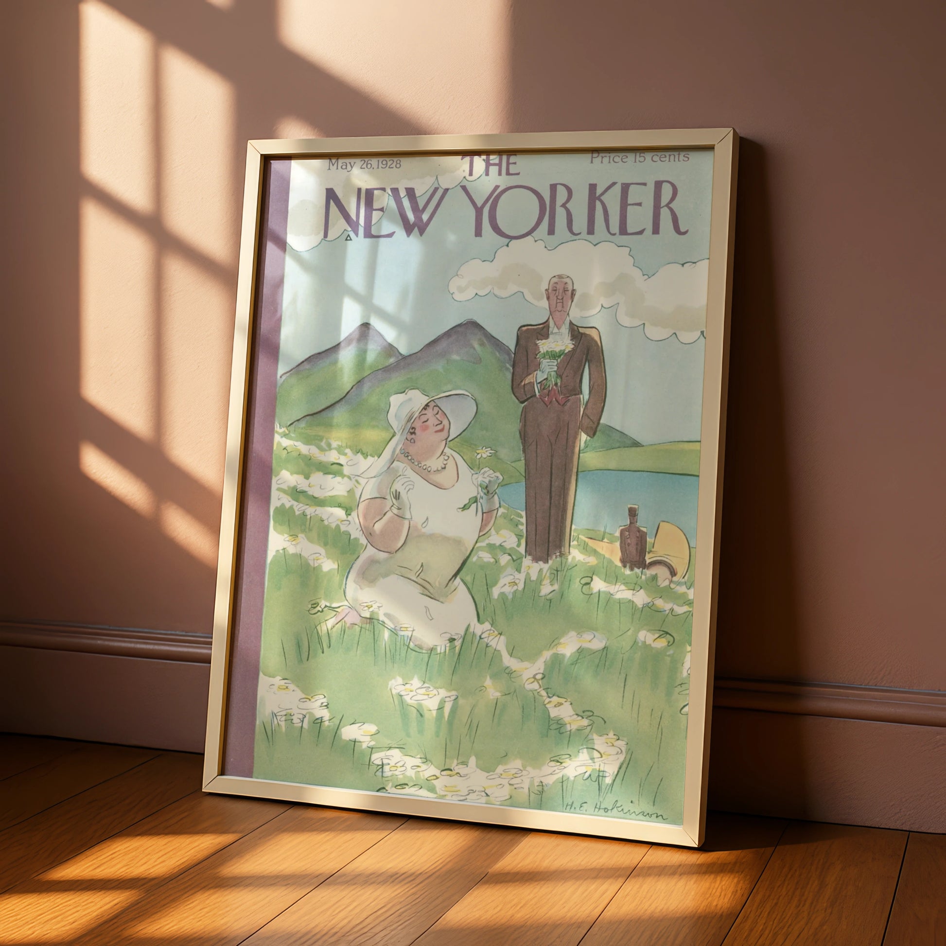 The New Yorker May 1928 Cover Poster, Vintage Wedding Daisy Field Wall Art Print