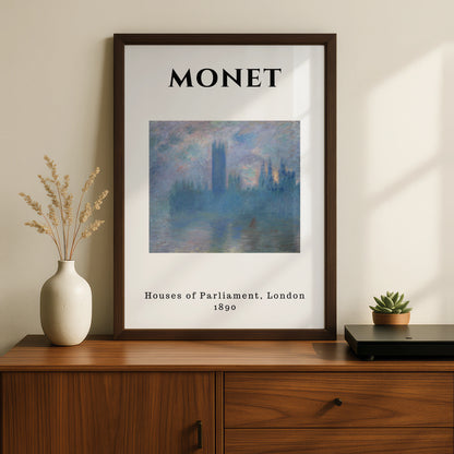 Monet Houses of Parliament London Wall Art Print | Blue Impressionist Poster – product image 2