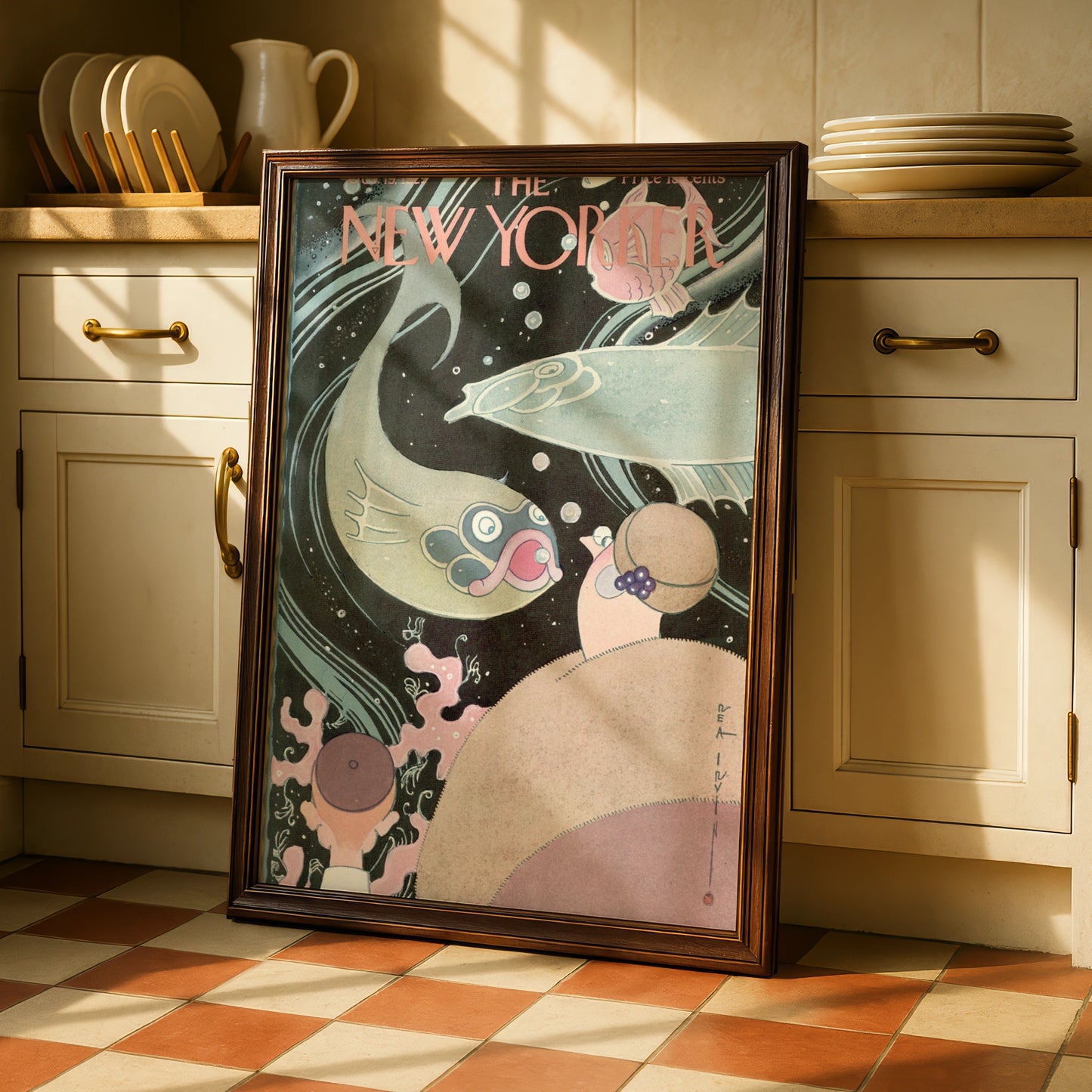 New Yorker Cover Art Poster, October 1929, Rea Irvin Underwater Fish Print
