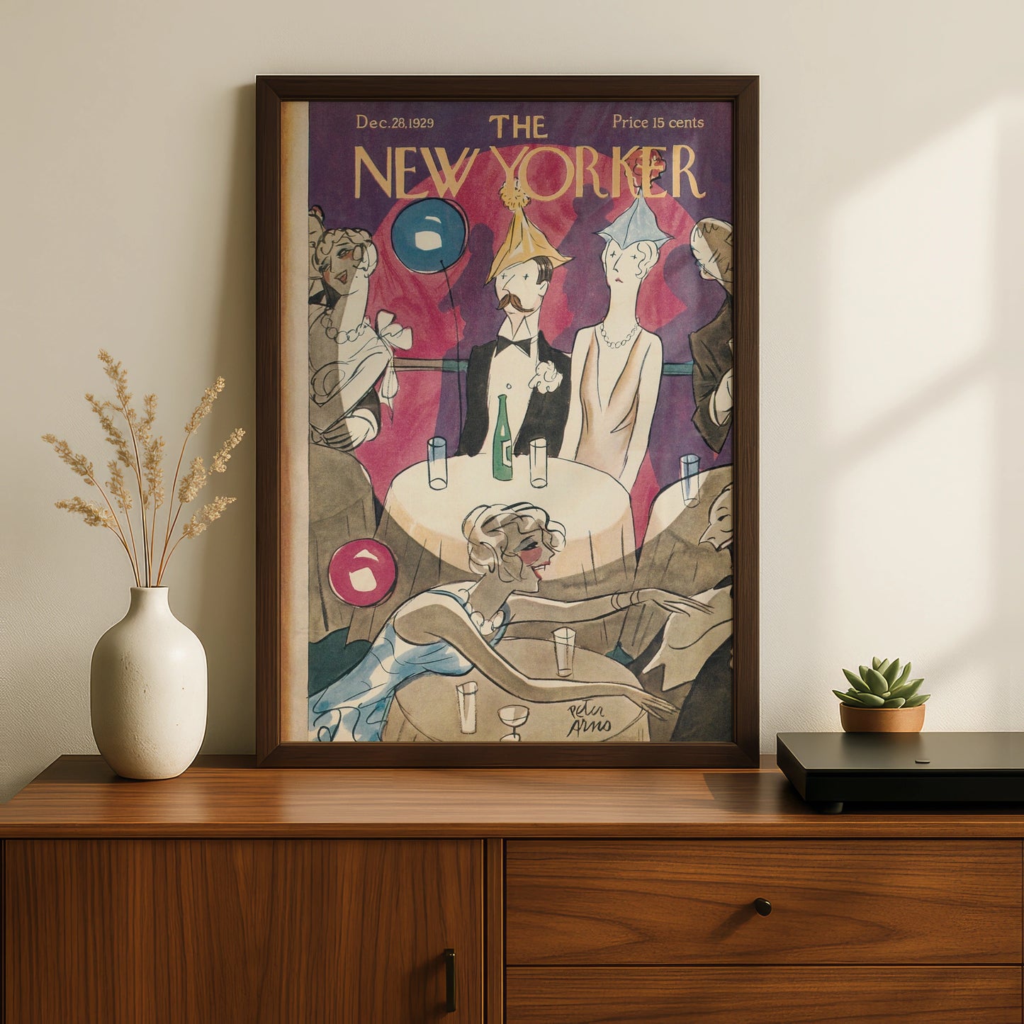 New Yorker 1929 Cover Poster, Peter Arno Art Deco New Year Party Print, Vintage Wall Art