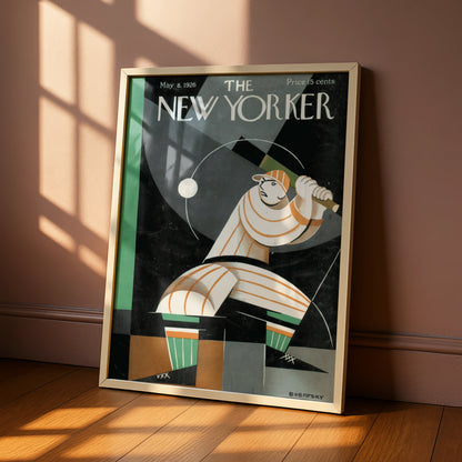 The New Yorker 1926 Baseball Poster, Art Deco Cover Print, Vintage Sports Wall Art