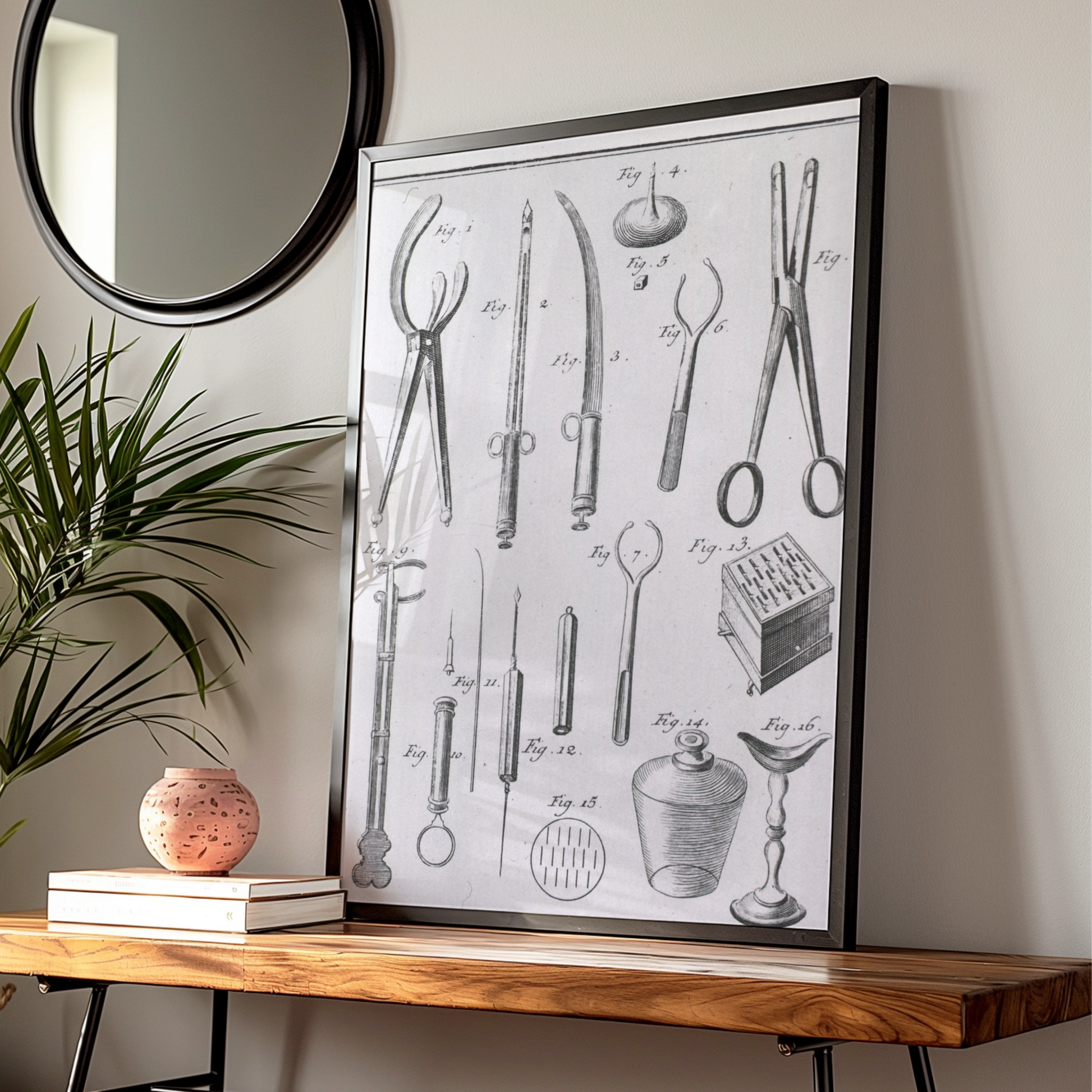 Vintage Surgical Instruments Print, Antique Medical Illustration, Halloween Gothic Wall Art Poster