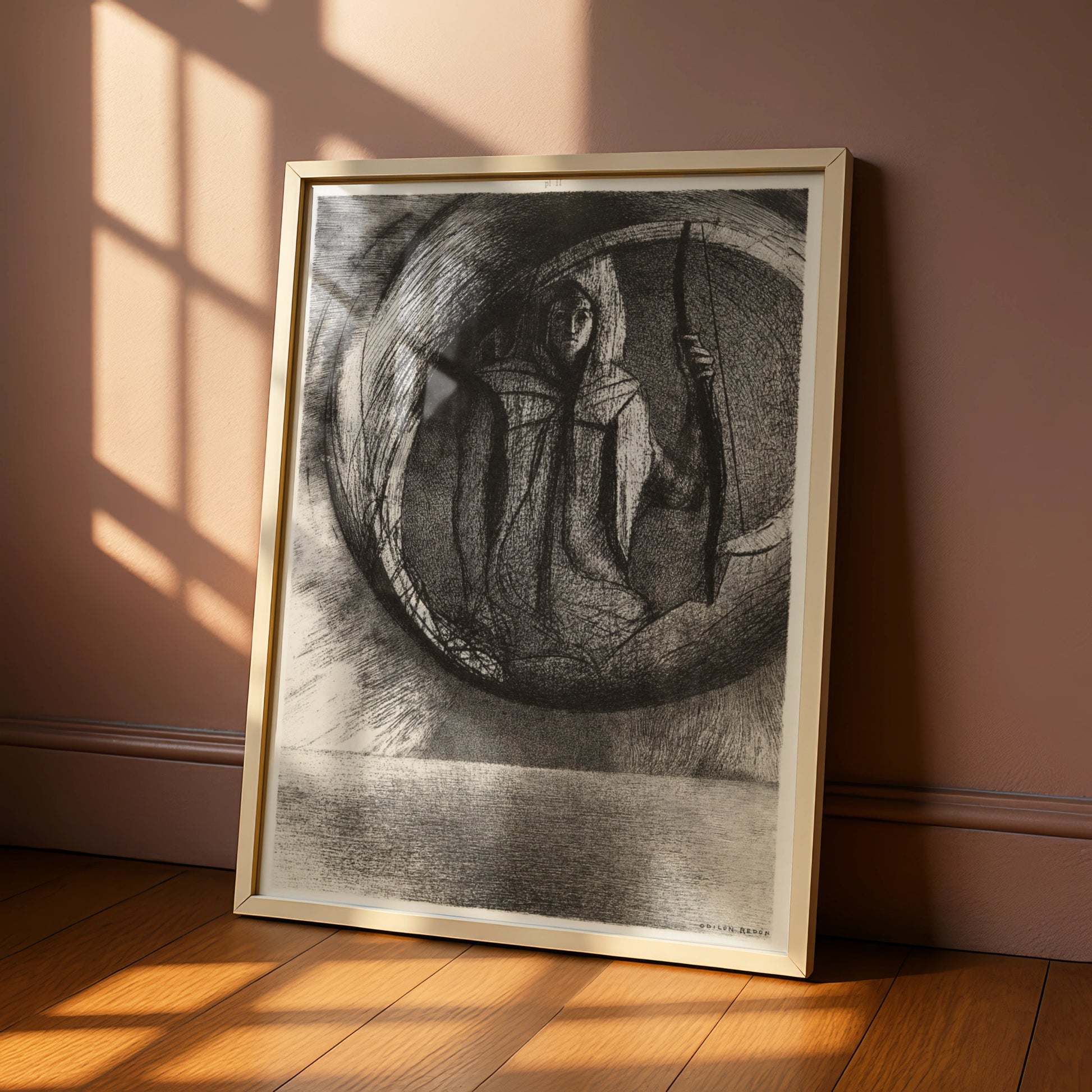 Odilon Redon Dark Figure Poster, Gothic Halloween Wall Art, Symbolist Black Print
