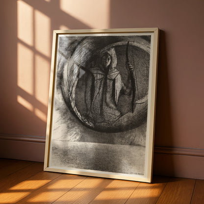 Odilon Redon Dark Figure Poster, Gothic Halloween Wall Art, Symbolist Black Print