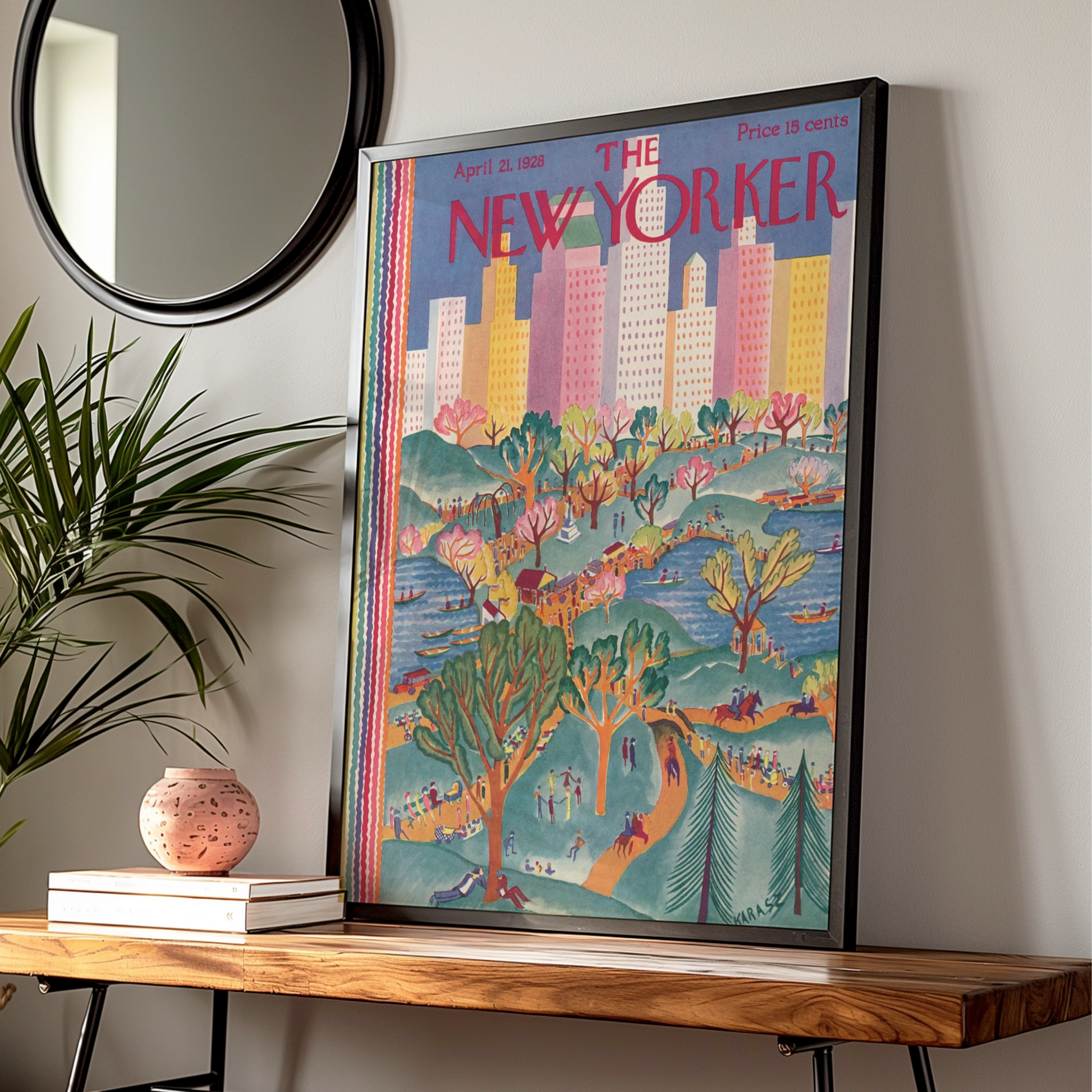 The New Yorker April 1928 Cover Poster, Central Park Spring Art Print, NYC Wall Art