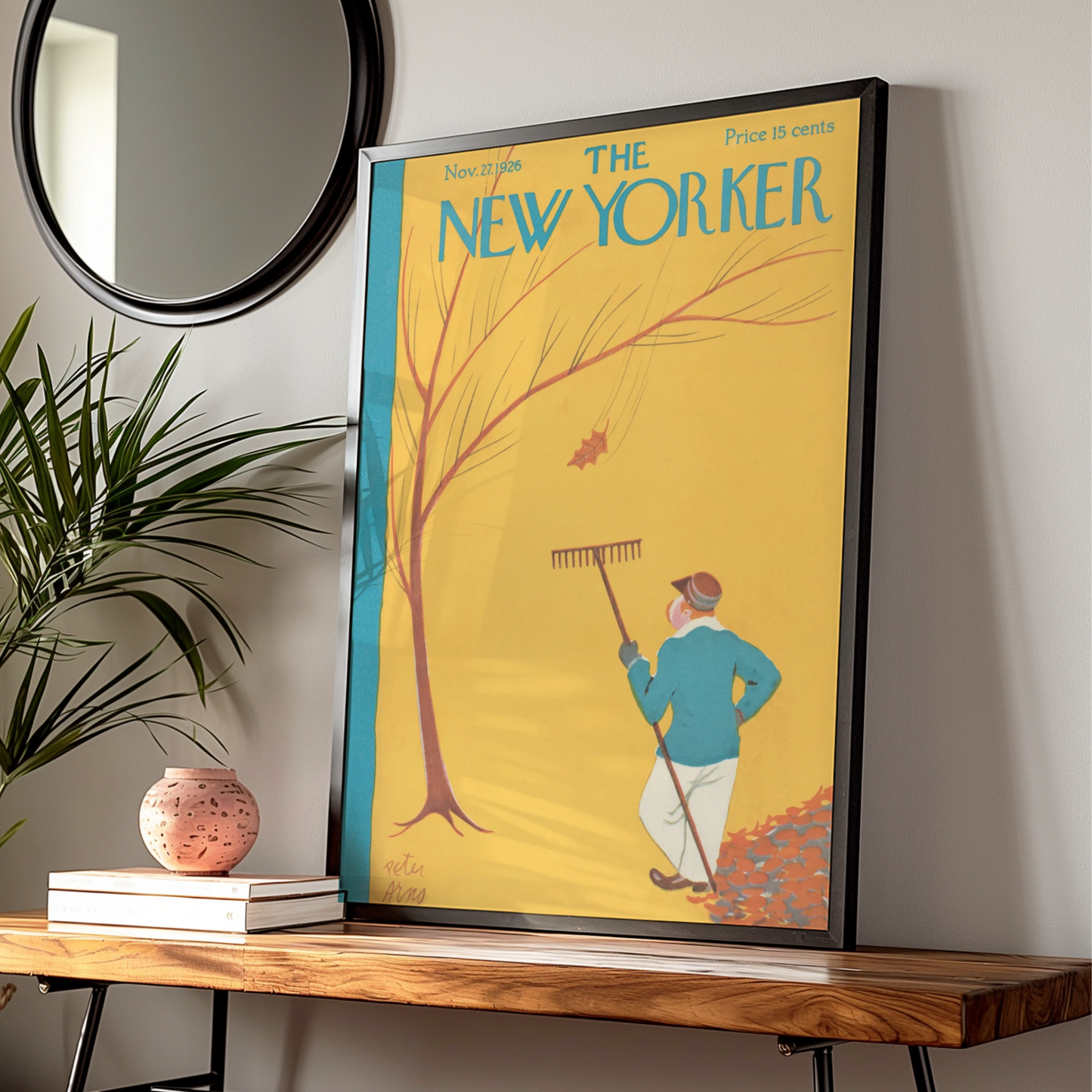 Vintage The New Yorker Art Poster, 1926 Autumn Scene, Retro Wall Art for Home Decor