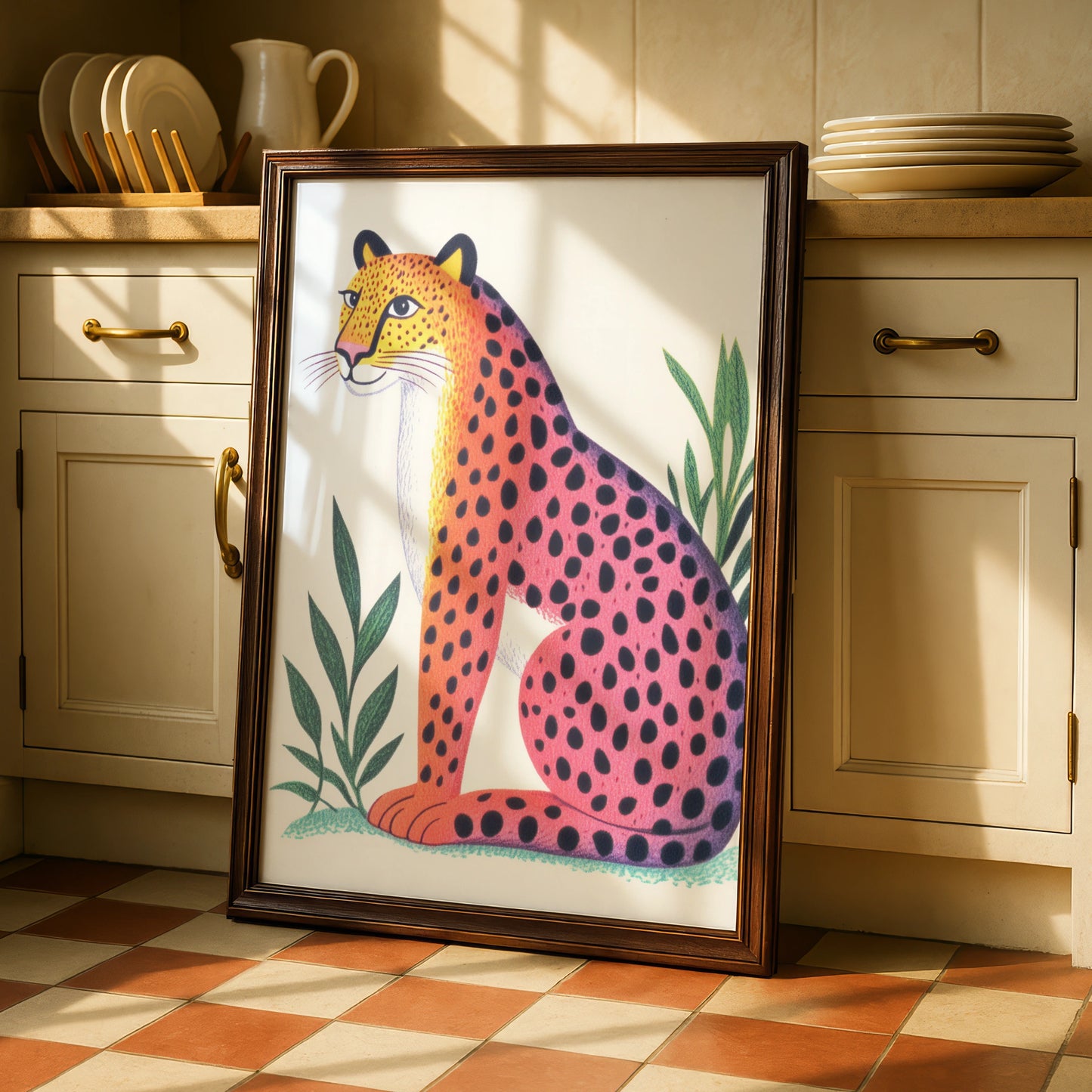 Colourful Cheetah Nursery Wall Art, Kids Animal Print, Jungle Safari Poster