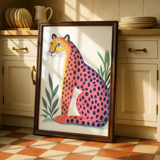 Colourful Cheetah Nursery Wall Art, Kids Animal Print, Jungle Safari Poster