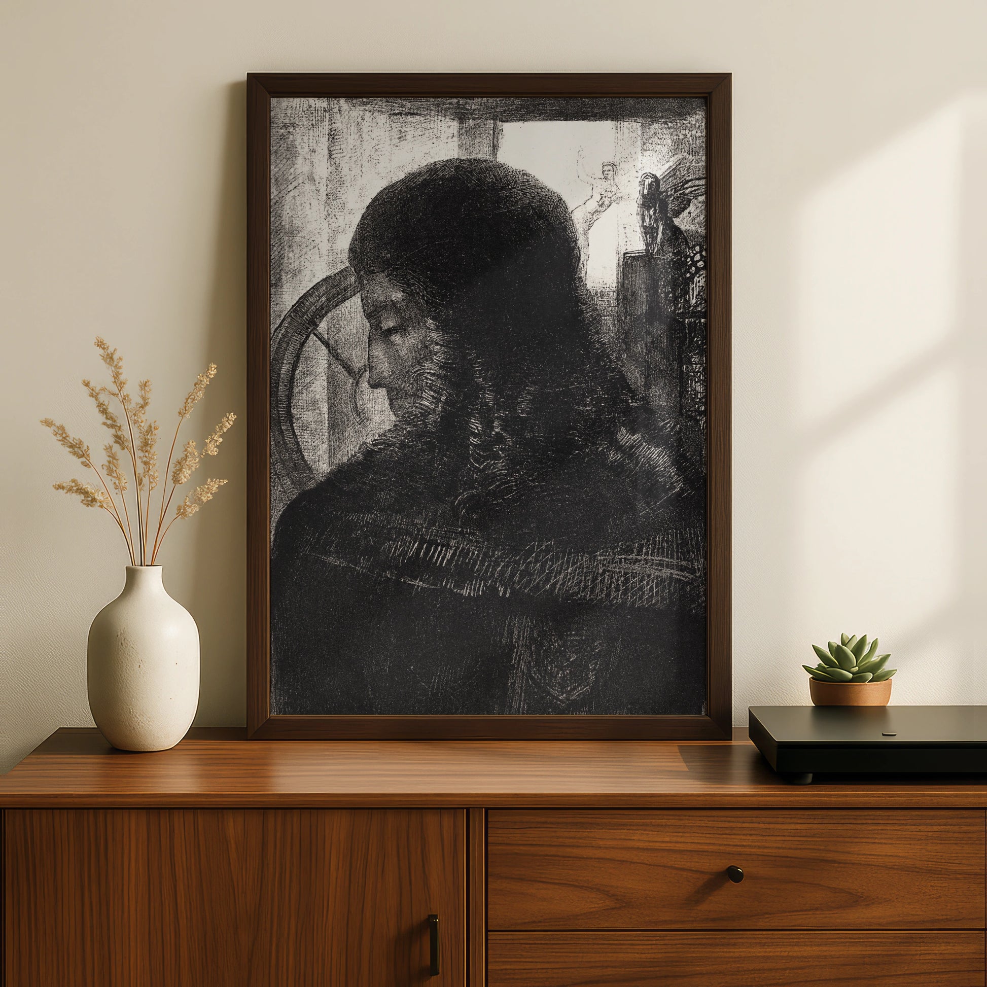 Halloween Dark Gothic Portrait Poster, Occult Figure Wall Art, Spooky Black Print