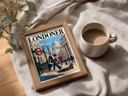 The Londoner Vintage Magazine Cover Poster, London Wall Art Print, Retro Travel Illustration