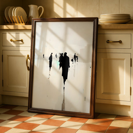 Abstract Figure Silhouette Print, Monochrome Wall Art, Modern Black White Poster, Contemporary Art