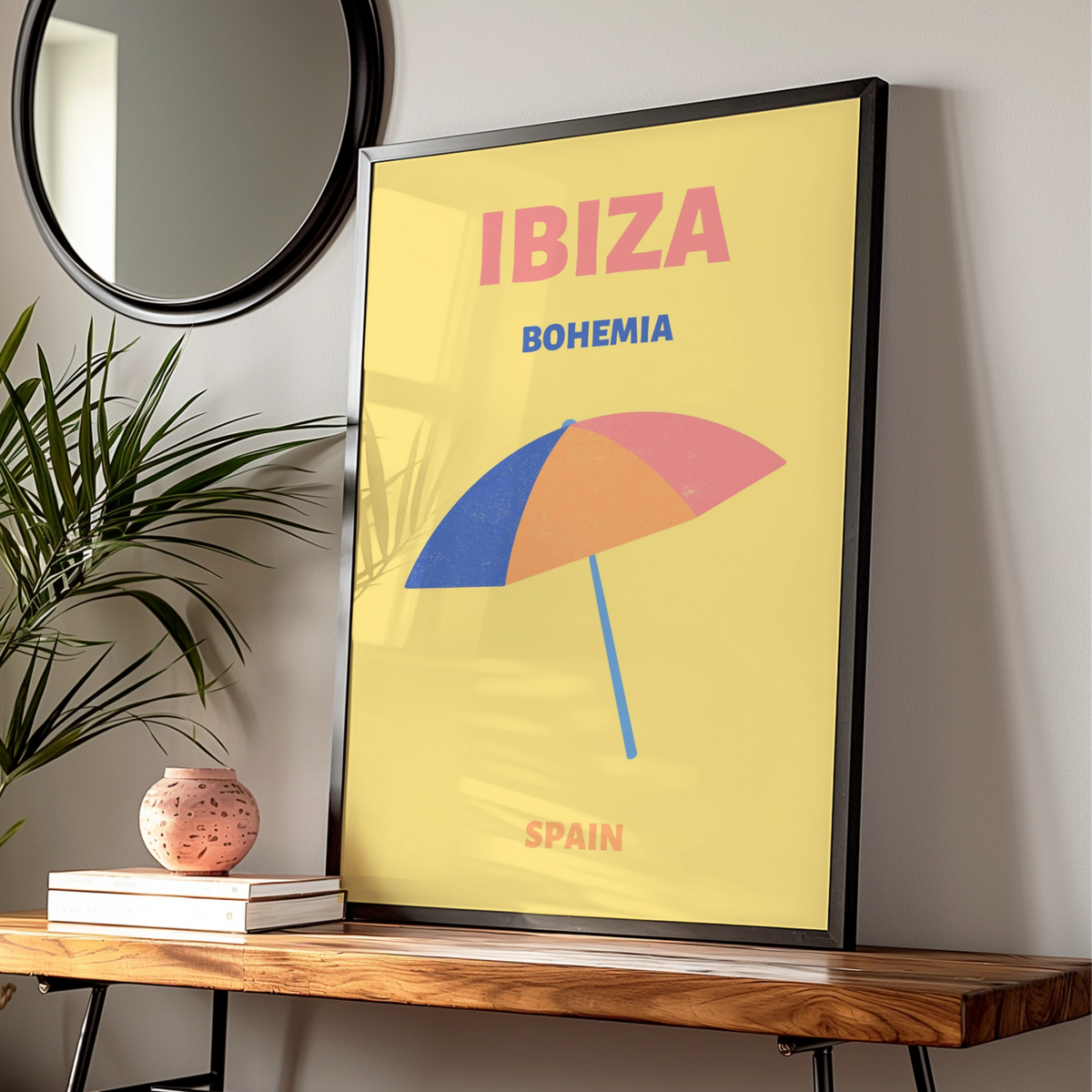 Ibiza Travel Poster, Spain Wall Art, Retro Beach Print, Boho Summer Holiday Decor