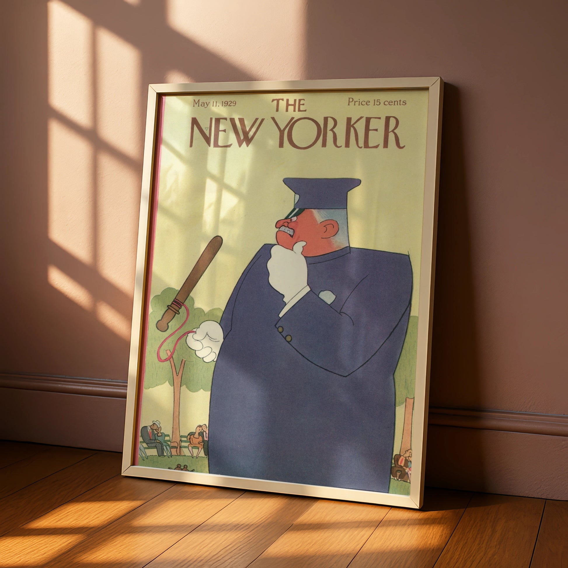 The New Yorker May 1929 Cover Poster, Vintage Police Officer Park Art Print