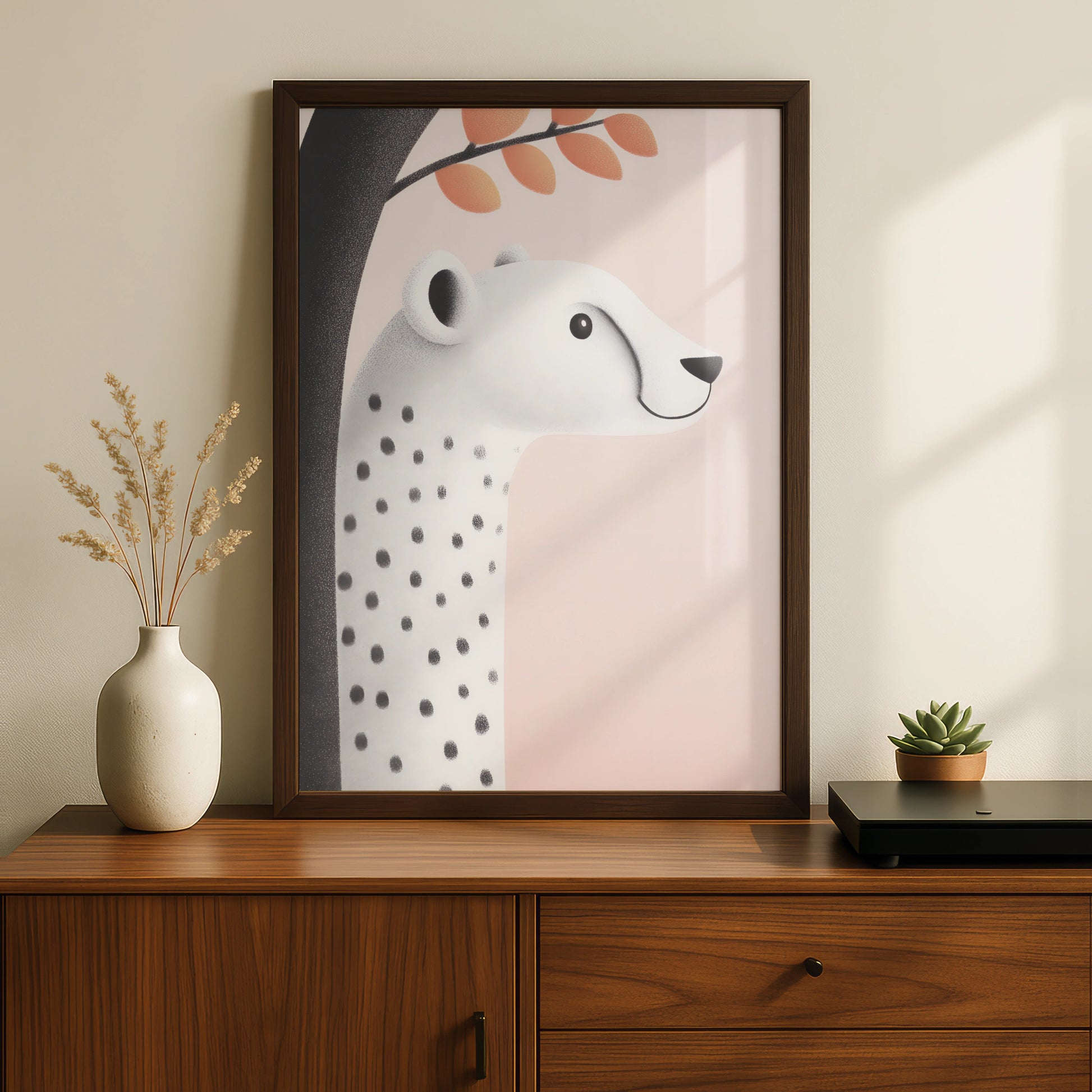 Polar Bear Nursery Wall Art, Cute Bear Print, Baby Girl Room Poster, Pink Nursery Decor