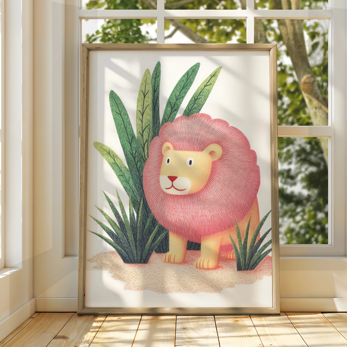 Lion Nursery Wall Art, Cute Safari Animal Print, Baby Room Poster, Kids Jungle Decor